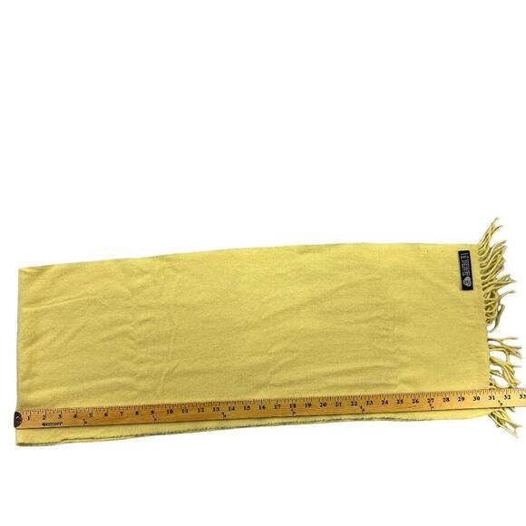 Reine Schurwolle Yellow Wool Scarf Length 62" Width 11.5" Fringe 2" - Picture 10 of 11